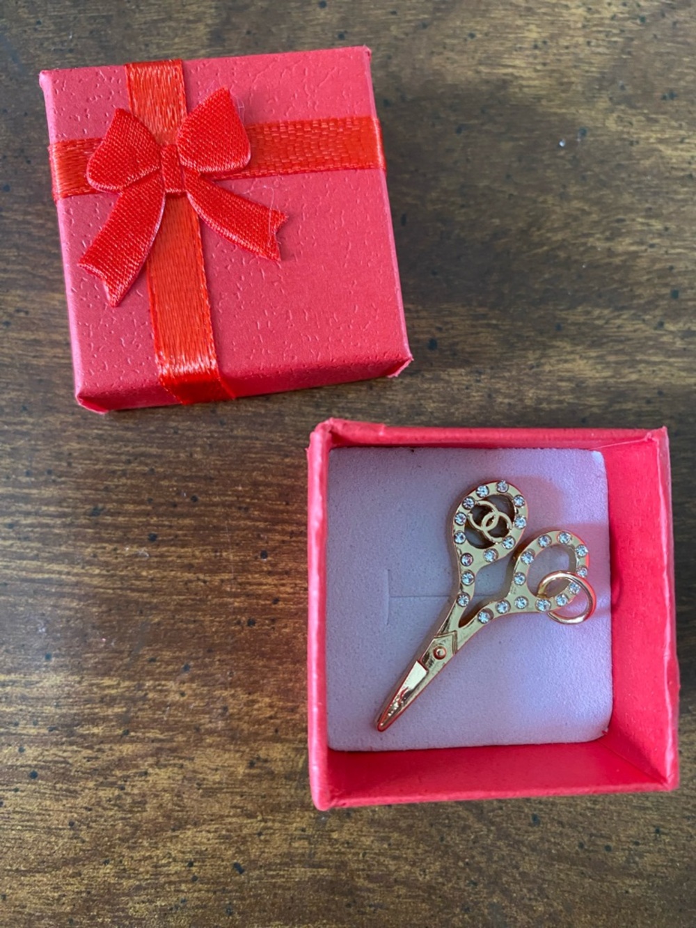 Chanel Gold Scissors Zipper Pull Charm with Clear Stones Cosmetology